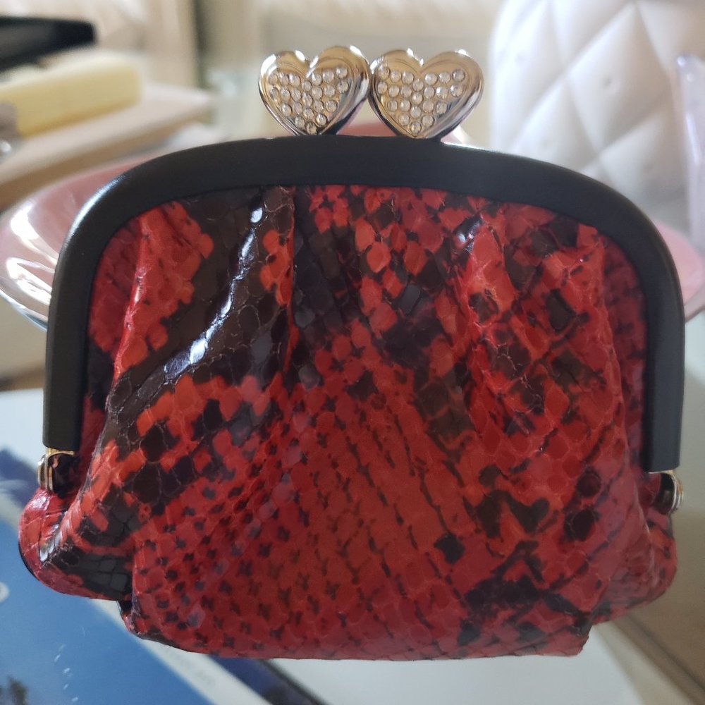 Brighton kiss lock Leather coin purse  red/black snake